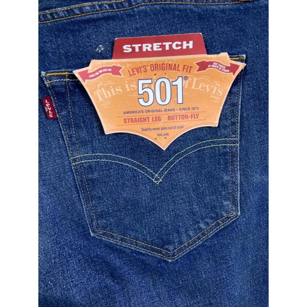 NEW Levi's 501 Jeans Blue 44x34 Blue Button Fly Straight Denim Deadstock Y2K NWT